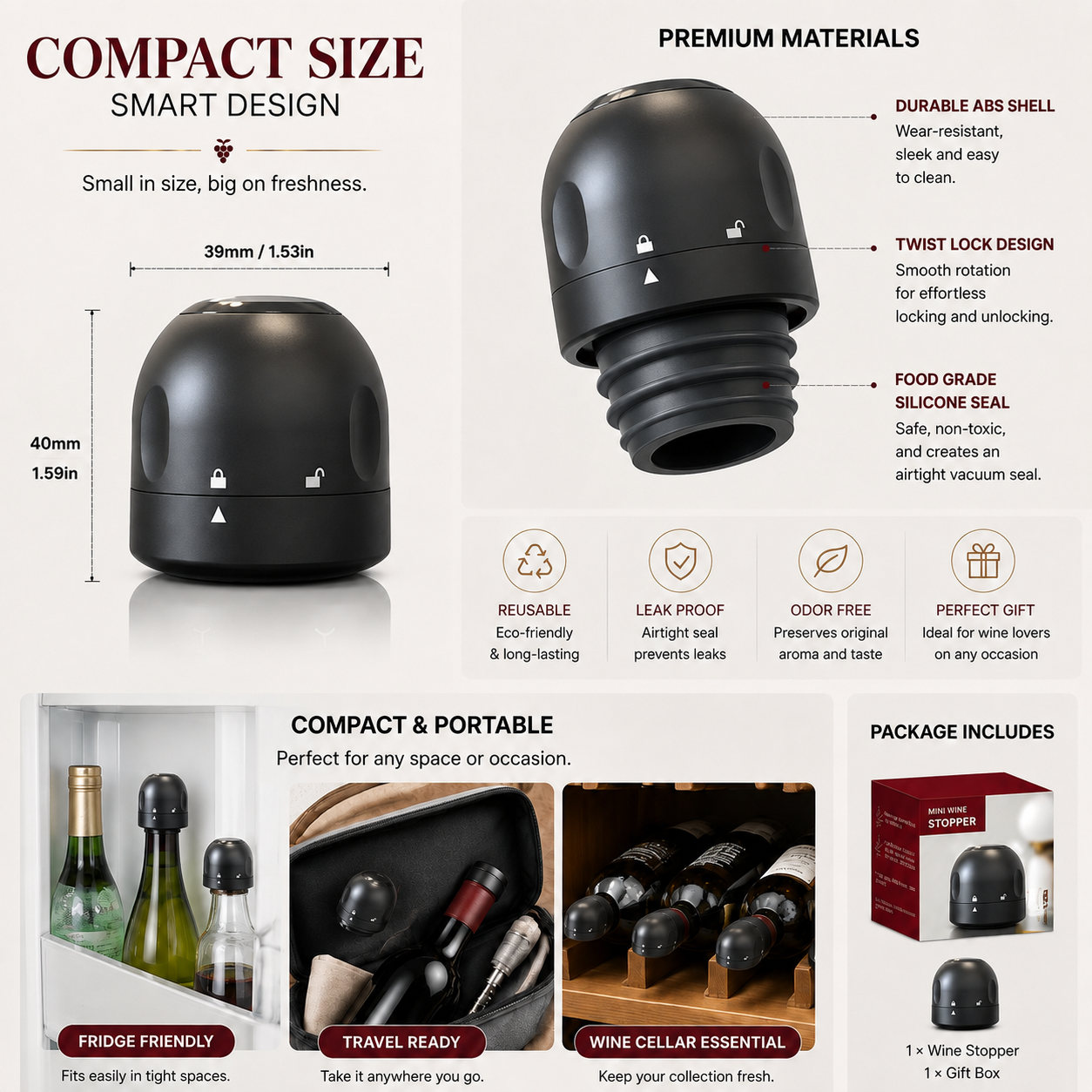 🍷 Premium Vacuum Wine Stopper – Keep Wine Fresh Longer with Airtight Seal