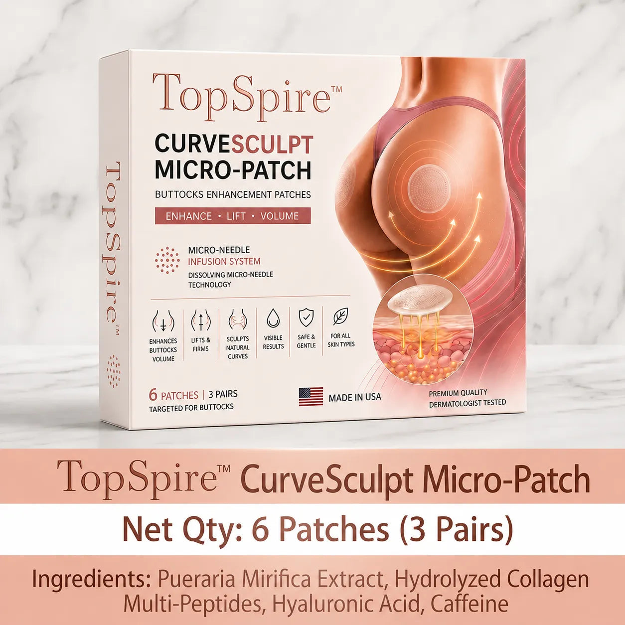 TopSpire™ CurveSculpt Micro-Patch ✦ Sculpt • Firm • Smooth Lower Body Curves ✦ Micro-Needle Infusion System