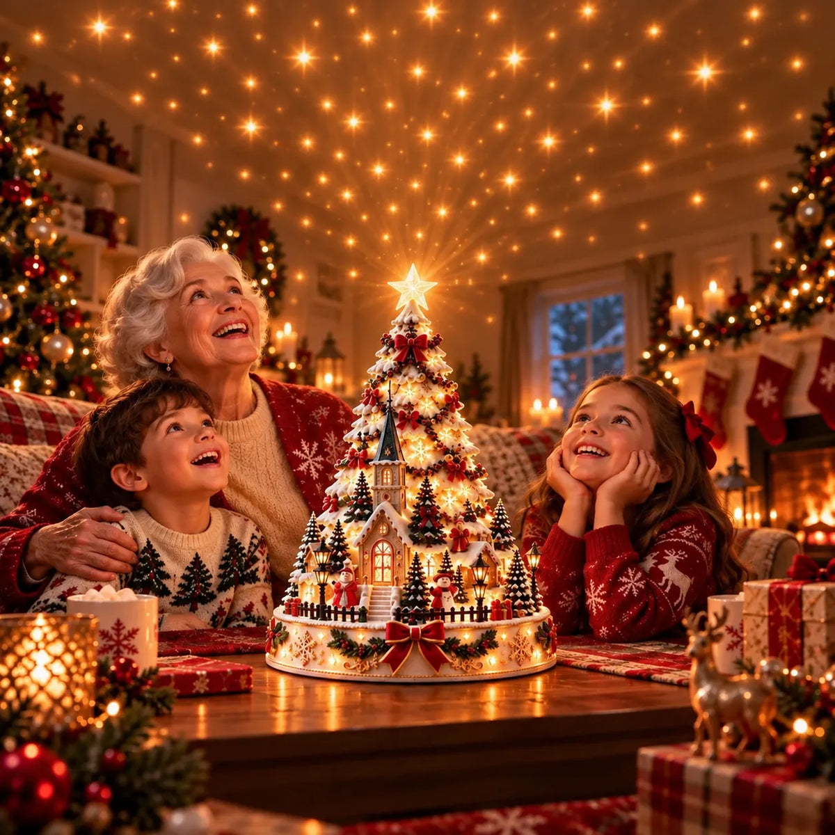 🎄Christmas Village Projection Centerpiece – 4 Themed Villages