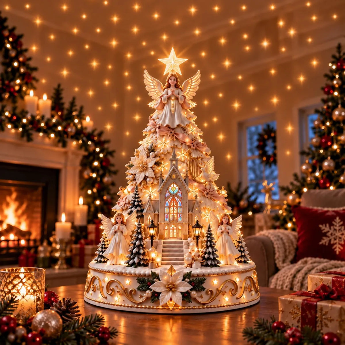 🎄Christmas Village Projection Centerpiece – 4 Themed Villages