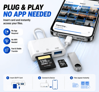 🔌5-in-1 SD Card Reader for iPhone & USB-C – Fast Photo & Video Transfer Adapter