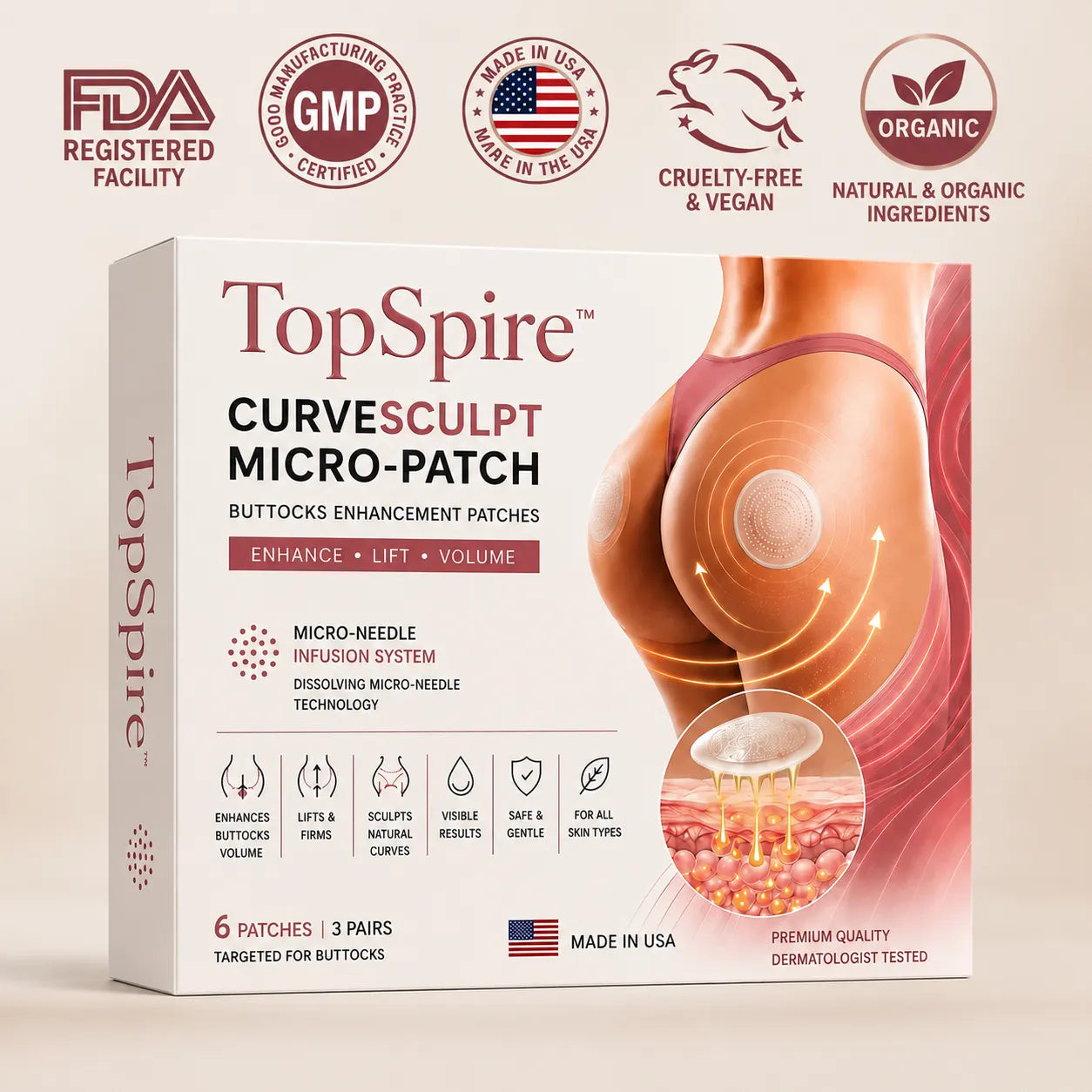 TopSpire™ CurveSculpt Micro-Patch ✦ Sculpt • Firm • Smooth Lower Body Curves ✦ Micro-Needle Infusion System