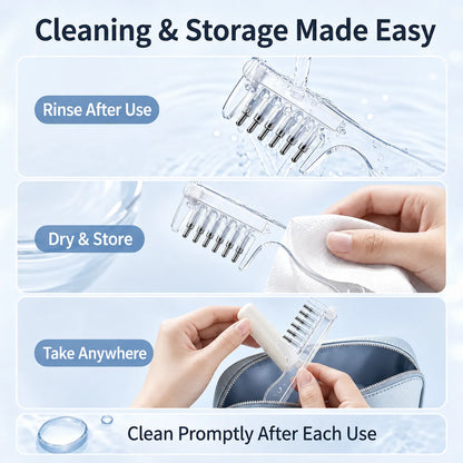 💧Refillable Scalp Oil Applicator Comb with 7 Metal Massage Tips – Even Root Serum Distribution & Scalp Stimulation for Hair Care