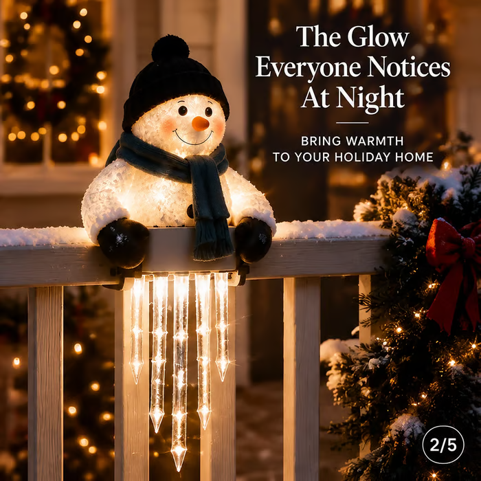 ⛄Snowman Icicle Light — Christmas Porch Decor with Warm Glow