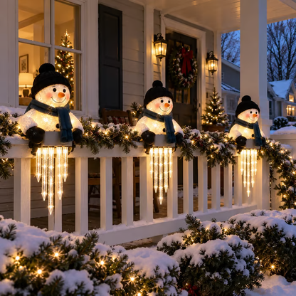⛄Snowman Icicle Light — Christmas Porch Decor with Warm Glow