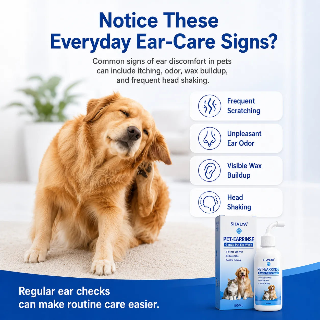 Gentle Pet Ear Wash | Odor-Free Cleaning for Dogs & Cats