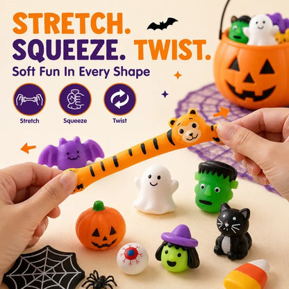 🎃 100 PCS Halloween Mochi Squishy Toys – Cute Sensory Party Favors & Goodie Bag Fillers✨