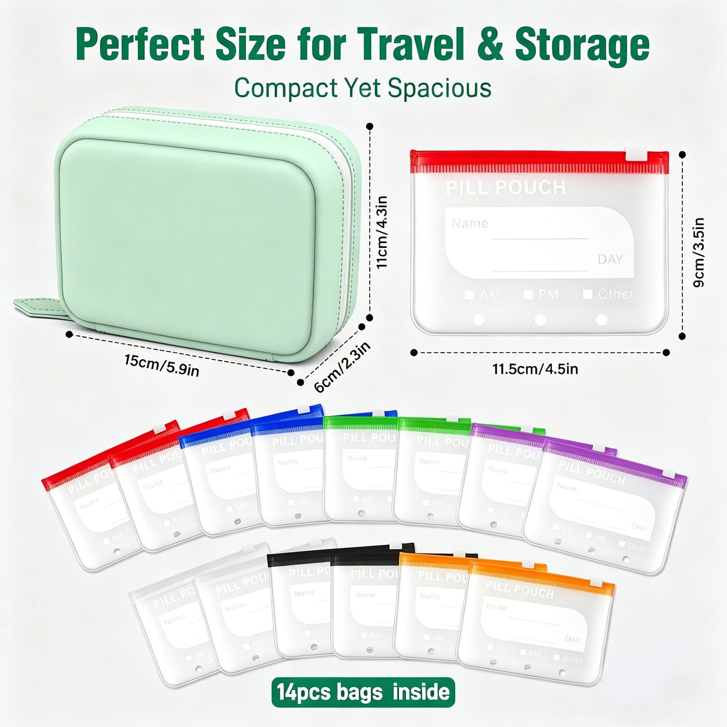 💊 A8 Waterproof Pill Pouch Set – Large Weekly Travel Medicine Organizer