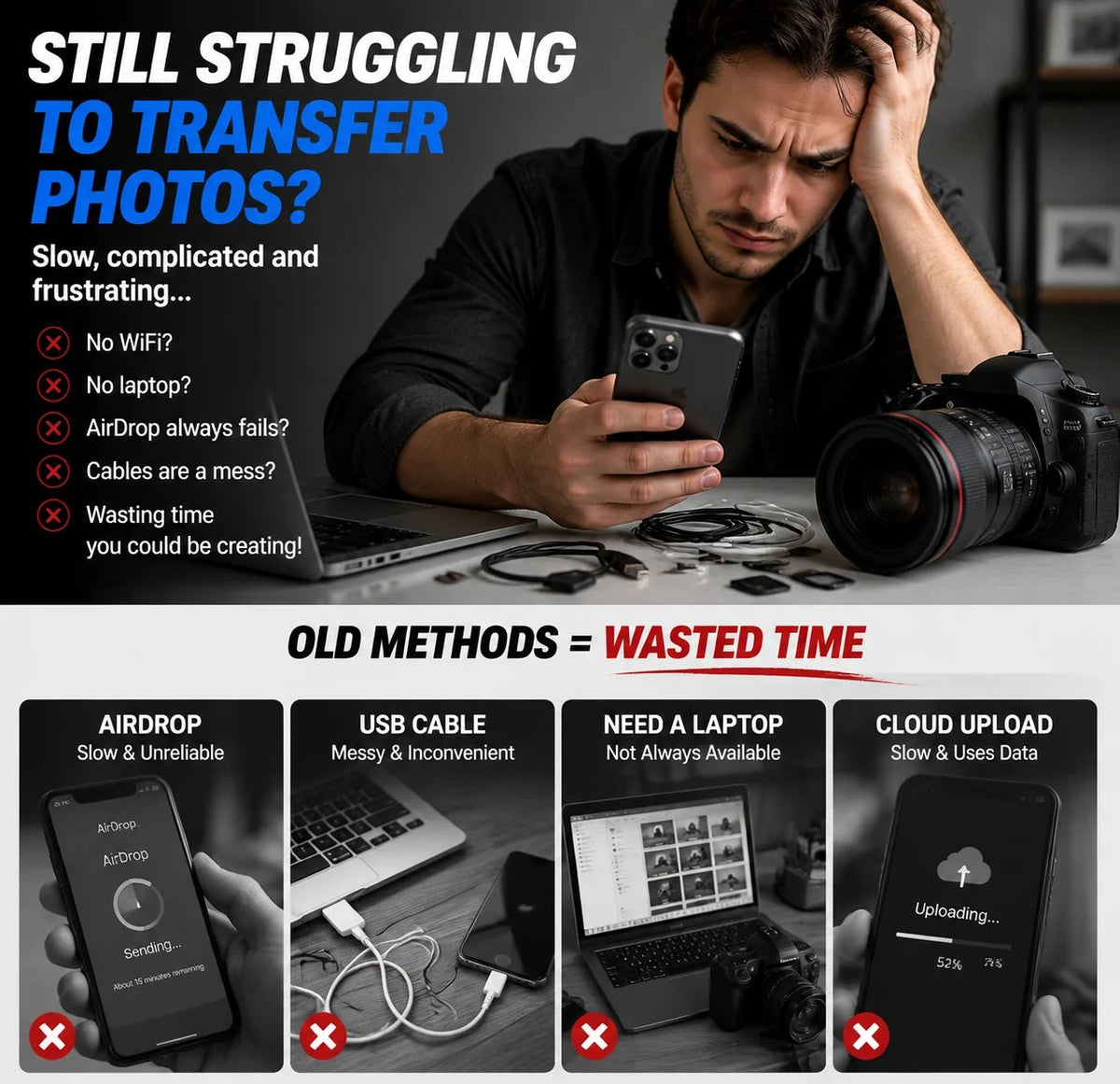 🔌5-in-1 SD Card Reader for iPhone & USB-C – Fast Photo & Video Transfer Adapter