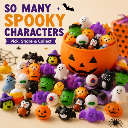 🎃 100 PCS Halloween Mochi Squishy Toys – Cute Sensory Party Favors & Goodie Bag Fillers✨