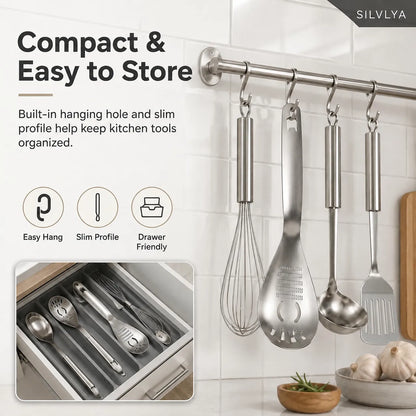 5-in-1 304 Stainless Steel Cooking Spoon, Egg Separator and Potato Masher, Use One Stainless Steel Spoon To Mash Potatoes, Separate Eggs, Stir Mixtures, Grate Foods
