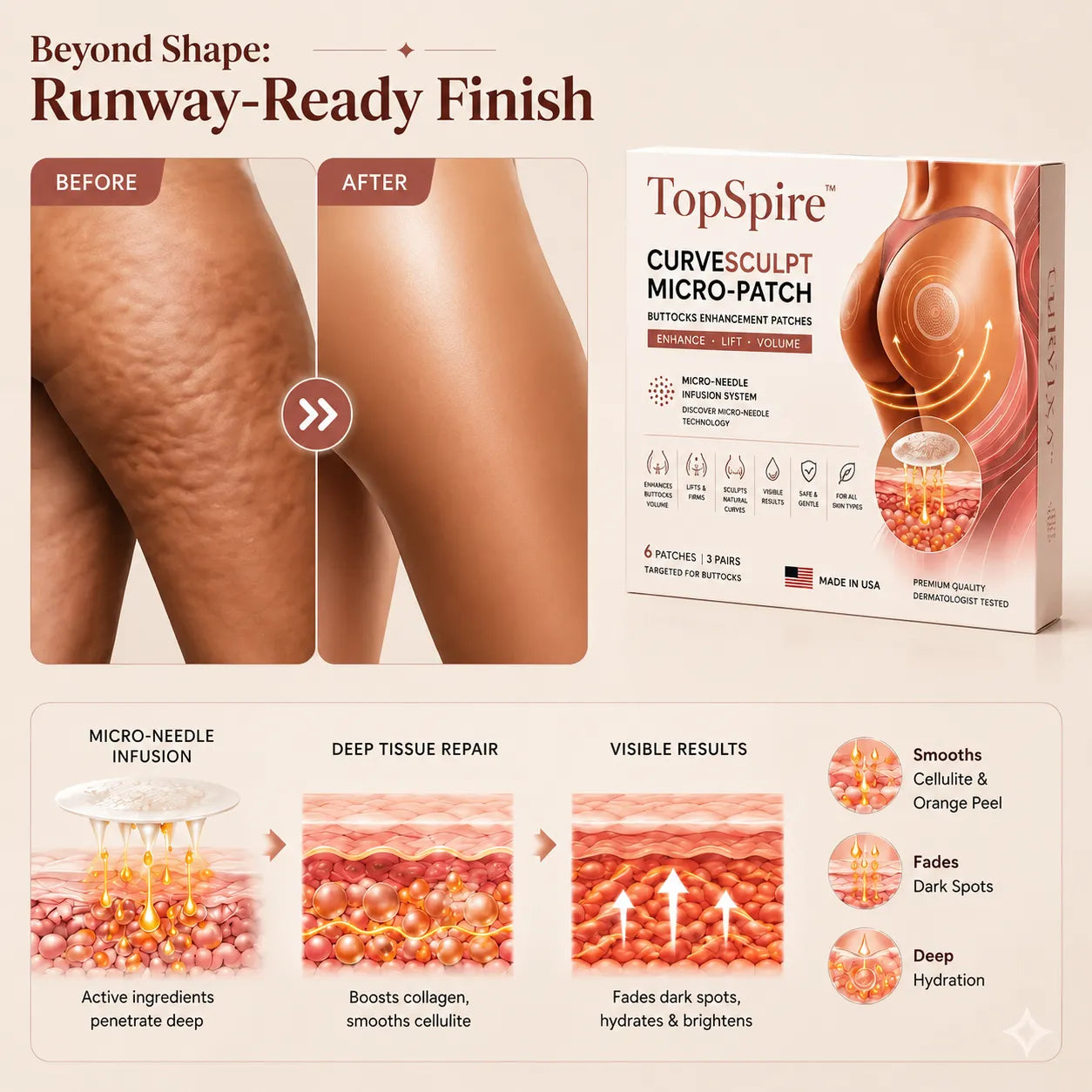 TopSpire™ CurveSculpt Micro-Patch ✦ Sculpt • Firm • Smooth Lower Body Curves ✦ Micro-Needle Infusion System