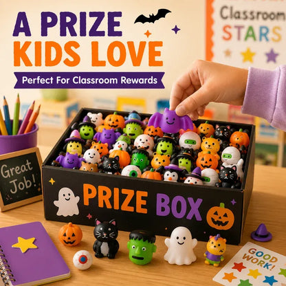 🎃 100 PCS Halloween Mochi Squishy Toys – Cute Sensory Party Favors & Goodie Bag Fillers✨