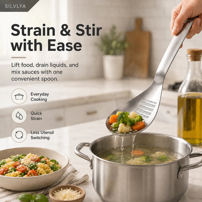 5-in-1 304 Stainless Steel Cooking Spoon, Egg Separator and Potato Masher, Use One Stainless Steel Spoon To Mash Potatoes, Separate Eggs, Stir Mixtures, Grate Foods