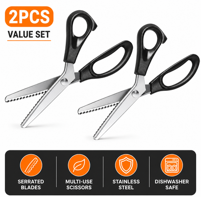 ✂️Professional Pinking Shears – Stainless Steel Zigzag Fabric Cutting Scissors✨🧵