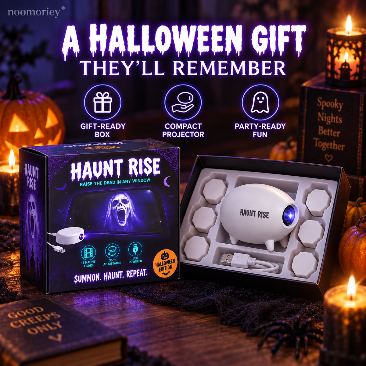 🎃 Halloween Window Projector ✨ 16 Spooky Films USB Powered Holiday Decor