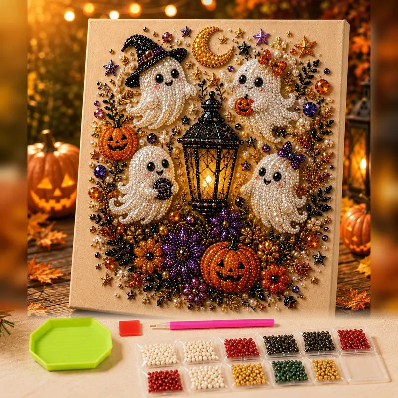 🔥 Last Day 49% OFF – 👻✨ Halloween Pearl Art DIY Kit – Turn Tiny Pearls into Spooky-Cute Magic