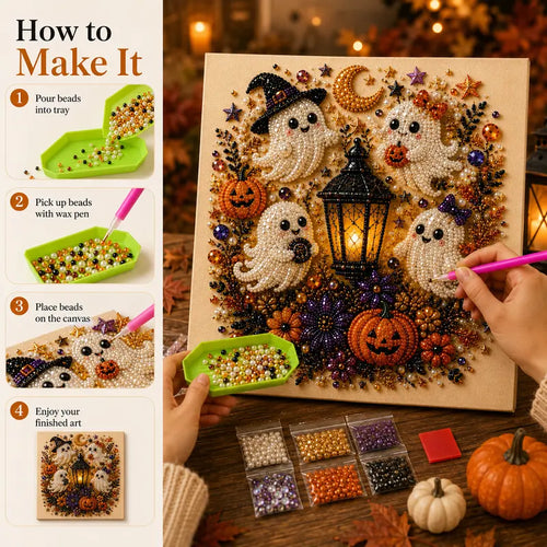 🔥 Last Day 49% OFF – 👻✨ Halloween Pearl Art DIY Kit – Turn Tiny Pearls into Spooky-Cute Magic