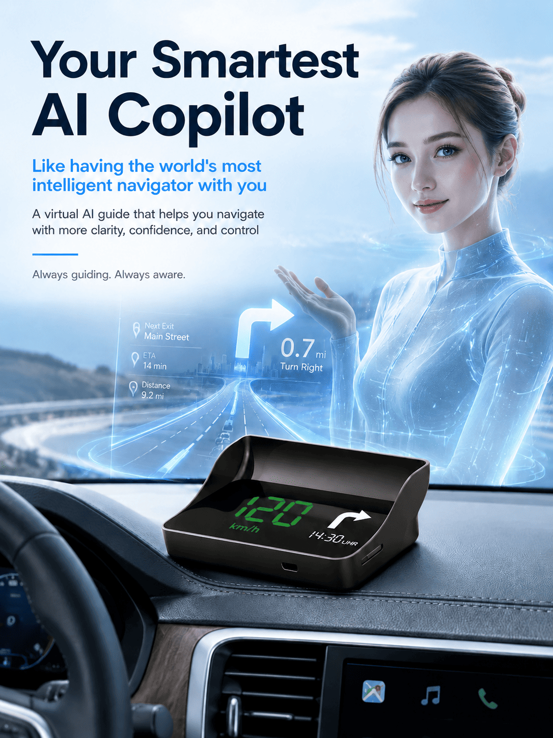 Head-Up Display (HUD) Car GPS Digital Speedometer