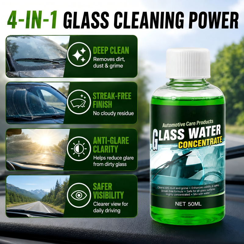 🥳2026 HOT SALE🥳💞50K+ SOLD! 💧✨ 50% OFF! Glass Concentrate – 10ml makes 1L, cuts bugs & grime, streak-free. 1 bottle = 50L. 🚗💪