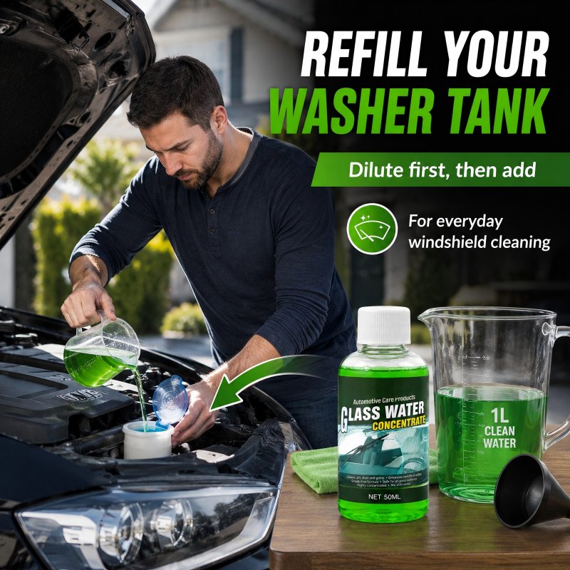🥳2026 HOT SALE🥳💞50K+ SOLD! 💧✨ 50% OFF! Glass Concentrate – 10ml makes 1L, cuts bugs & grime, streak-free. 1 bottle = 50L. 🚗💪