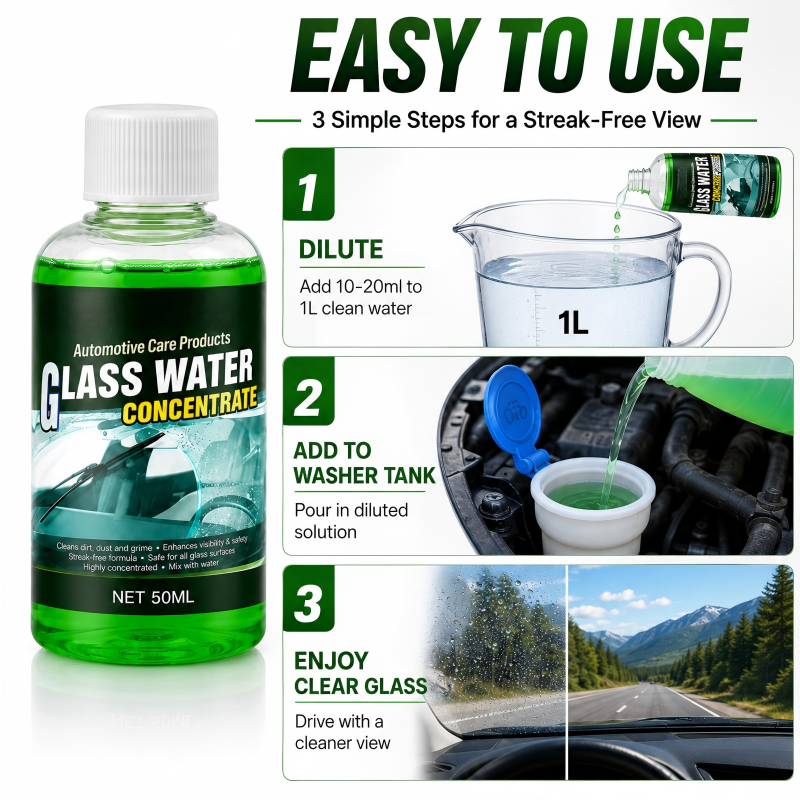 🥳2026 HOT SALE🥳💞50K+ SOLD! 💧✨ 50% OFF! Glass Concentrate – 10ml makes 1L, cuts bugs & grime, streak-free. 1 bottle = 50L. 🚗💪